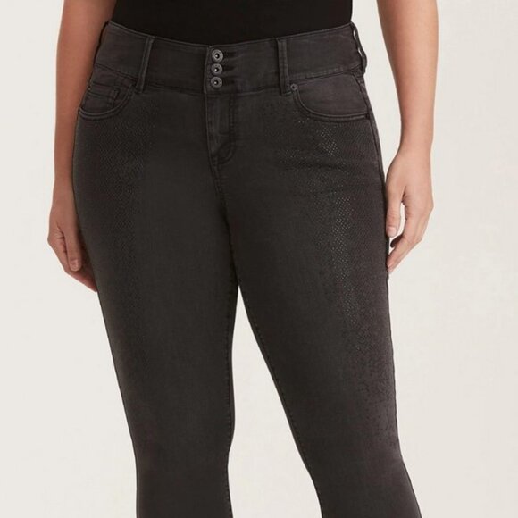 Torrid Premium Skinny Ankle Jeggings Size 20 SHORT Bedazzled Acid Wash Black - Picture 1 of 6